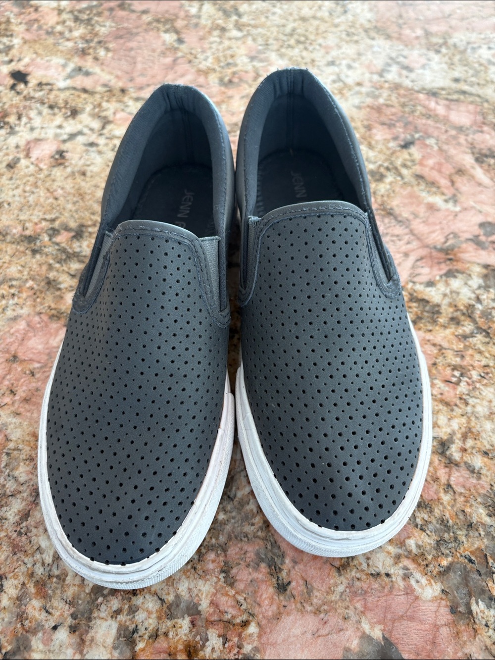 Jenn Ardor Charcoal Perforated Slip-On Sneakers